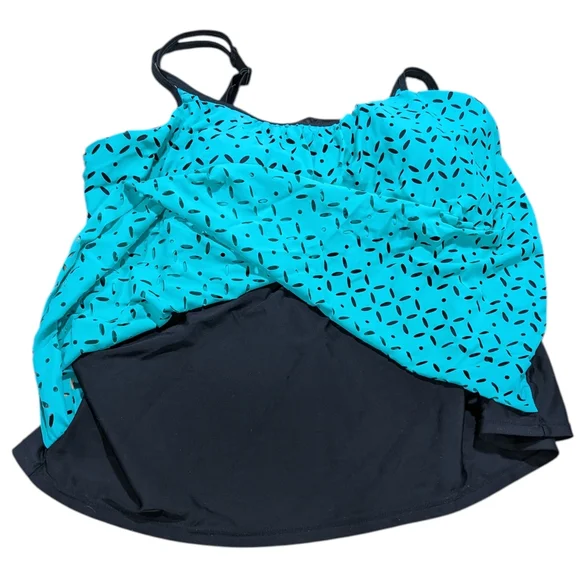 Sea Blue Patterned Swim Top Roomy Women's 1X - Picture 2 of 10